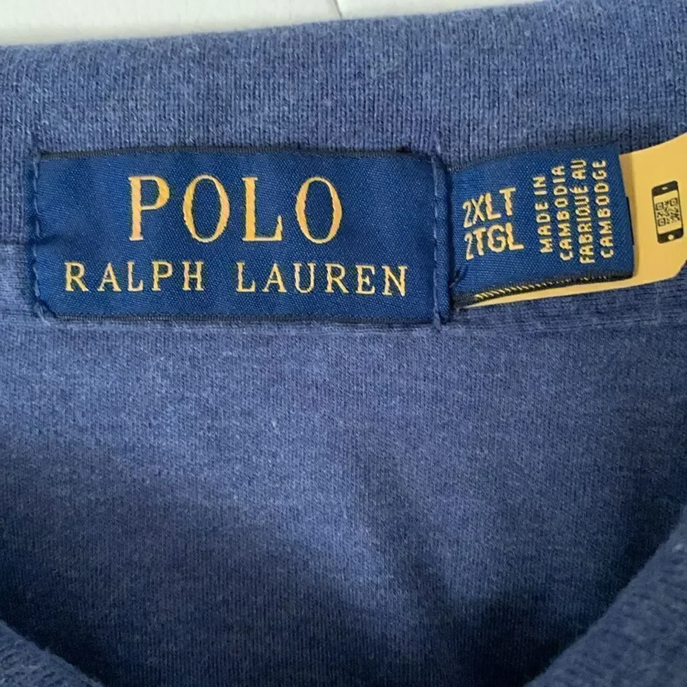 Polo Ralph Lauren Cotton Men's Navy Blue Shirt Logo Pony Polo Size 2XL